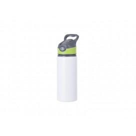 20OZ/650ml Alu Water Bottle with Green Cap(White)(10/pack)