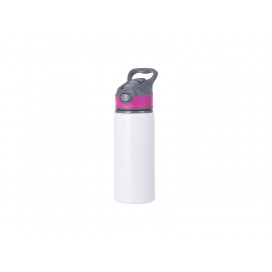 20OZ/650ml Alu Water Bottle with Rose Red Cap(White)(10/pack)