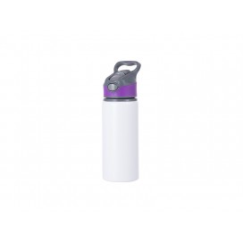 20OZ/650ml Alu Water Bottle with Purple Cap(White)(10/pack)