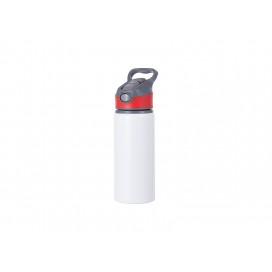 20OZ/650ml Alu Water Bottle with Red Cap(White)(10/pack)
