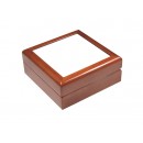 Jewelry Box w/ Ceramic tile(6"x6",Maroon)(10/pack)