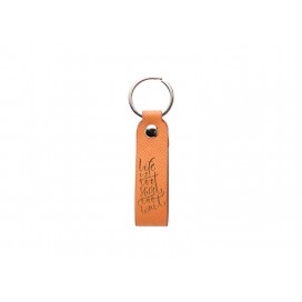 Laser Engraving PU Leather Keychain (Handle,Orange) (10/pack)