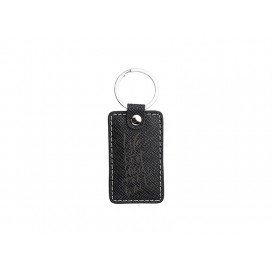 Laser Engraving PU Leather Keychain (Rect,Black) (10/pack)
