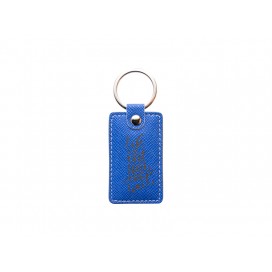 Laser Engraving PU Leather Keychain (Rect,Blue) (10/pack)