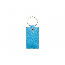 Laser Engraving PU Leather Keychain (Rect,Light Blue) (10/pack)