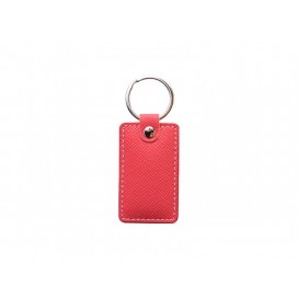 Laser Engraving PU Leather Keychain(Rect,Red)(10/pack)