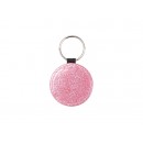 Glitter PU Leather Key Chain (Round, Pink) (10/pack)