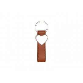 Strip PU Key Chain(Heart, Brown) (10/pack)