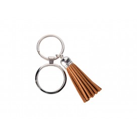 Round Keychain w/ Short Tassel(Brown) (10/pack)