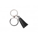 Round Keychain w/ Short Tassel(Black) (10/pack)