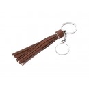 Round Keychain w/ Long Tassel(Brown) (10/pack)