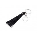 Round Keychain w/ Long Tassel(Black) (10/pack)