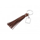 Square Keychain w/ Long Tassel(Brown) (10/pack)