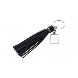 Square Keychain w/ Long Tassel(Black) (10/pack)