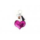 Sequin Keychain w/ Tassel and Insert (Purple Red Heart) (10/pack)