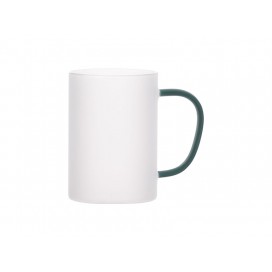 Sublimation 12oz/360ml Glass Mug w/ Green Handle(Frosted)(10/pack)