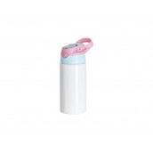 17oz/500ml White Aluminium Water Bottle with Light Blue/ Pink Lid(10/pack)