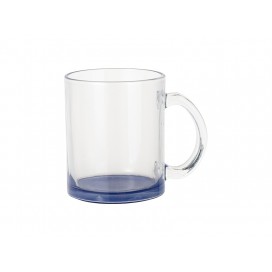 11oz Clear Glass Mugs(Dark Blue Bottom)(10/pack)