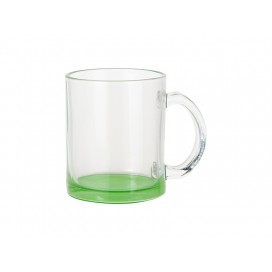 11oz Clear Glass Mugs(Green Bottom)(10/pack)