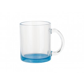 11oz Clear Glass Mugs(Light Blue Bottom)(10/pack)