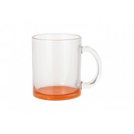 11oz Clear Glass Mugs(Orange Bottom)(10/pack)