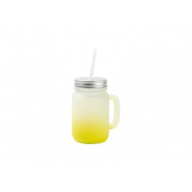 12oz/350ml Mason Jar w/ Straw(Frosted, Gradient Lemon Yellow)(10/pack)