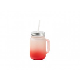 12oz/350ml Mason Jar w/ Straw(Frosted, Gradient Red)(10/pack)