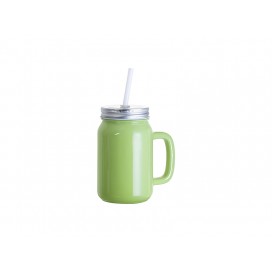 12oz/350ml Full Color Mason Jar W/ Handle(Green)(10/pack)