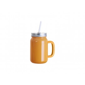 12oz/350ml  Full Color Mason Jar W/ Handle(Orange)(10/pack)