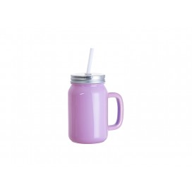 12oz/350ml  Full Color Mason Jar W/ Handle(Purple)(10/pack)