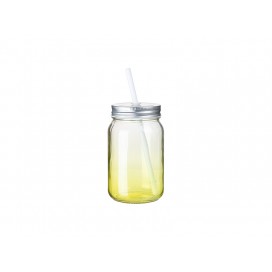 15oz/450ml Mason Jar no Handle(Clear, Gradient Lemon Yellow)(10/pack)