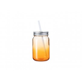 15oz/450ml Mason Jar no Handle(Clear, Gradient Orange)(10/pack)