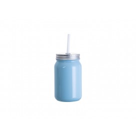 15oz/450ml Full Color Mason Jar no Handle(Light Blue)(10/pack)