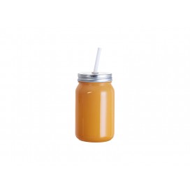 15oz/450ml Full Color Mason Jar no Handle(Orange)(10/pack)