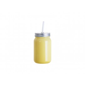 15oz/450ml Full Color Mason Jar no Handle(Yellow)(10/pack)