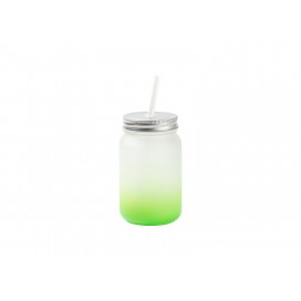 15oz/450ml Mason Jar no Handle(Frosted, Gradient Green)(10/pack)