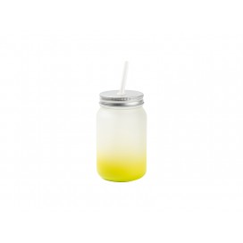 15oz/450ml Mason Jar no Handle(Frosted, Gradient Lemon Yellow)(10/pack)