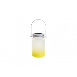 15oz/450ml Mason Jar w/ Lantern Lid and Metal Handle (Frosted, Gradient Lemon Yellow)(10/pack)