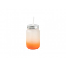 15oz/450ml Mason Jar no Handle(Frosted, Gradient Orange)(10/pack)