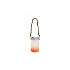 15oz/450ml Mason Jar w/ Lantern Lid and Hemp Rope Handle (Frosted, Gradient Orange)(10/pack)