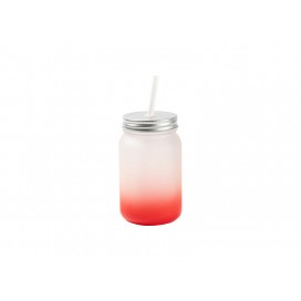 15oz/450ml Mason Jar no Handle(Frosted, Gradient Red)(10/pack)