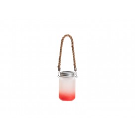 15oz/450ml Mason Jar w/ Lantern Lid and Hemp Rope Handle (Frosted, Gradient Red)(10/pack)