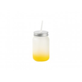 15oz/450ml Mason Jar no Handle(Frosted, Gradient Yellow)(10/pack)