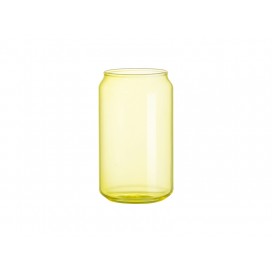 13oz/400ml Full Color Can Glass Mug with Straw(Yellow)(10/pack)