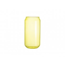 18oz/550ml Full Color Can Glass Mug with Straw(Yellow)(10/pack)