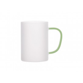 12oz/360ml Glass Mug w/ Light Green Handle (Frosted)(10/pack)