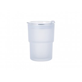 Sublimation Blanks13oz/400ml Stackable Glass Tumbler with Lid(Frosted)