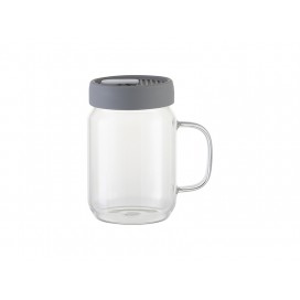 20oz/600ml Glass Mason Jar w/ Silicon Lid (Clear, Gray)(10/pack)