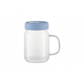 20oz/600ml Glass Mason Jar w/ Silicon Lid (Clear,Light Blue)(10/pack)