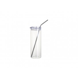 Sublimation Blanks25oz/750ml Glass Skinny Tumbler with Plastic Straw&Lid(Clear)